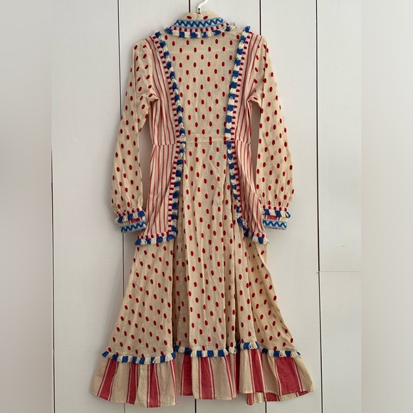 Dodo Bar Or Padma Polka Dot Stripe Dress Front Tie Size M New - Picture 5 of 16